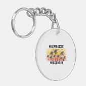 Milwaukee Wisconsin Zomer Retro  Vakantie Sleutelhanger (Voorkant Links)