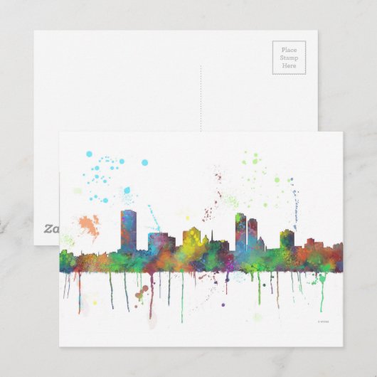 MILWAUKEE, WISCONSON SKYLINE BRIEFKAART (Voorkant / Achterkant)