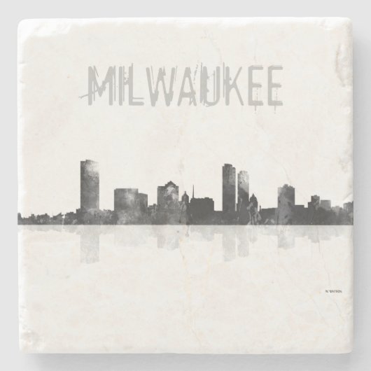 MILWAUKEE, WISCONSON SKYLINE STENEN ONDERZETTER (Voorkant)