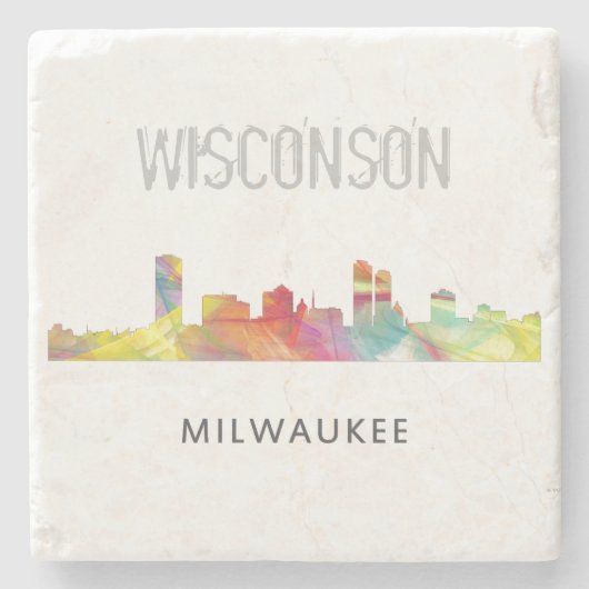 MILWAUKEE, WISCONSON SKYLINE WB1 - STENEN ONDERZETTER (Voorkant)