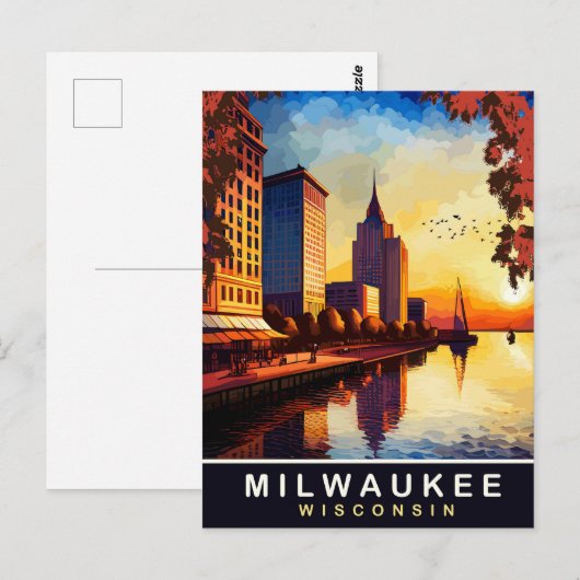 Milwaukee, Wisvonsin, Waterfront, Reizen Briefkaart (Voorkant / Achterkant)