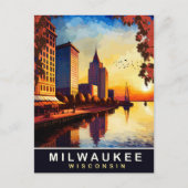 Milwaukee, Wisvonsin, Waterfront, Reizen Briefkaart (Voorkant)