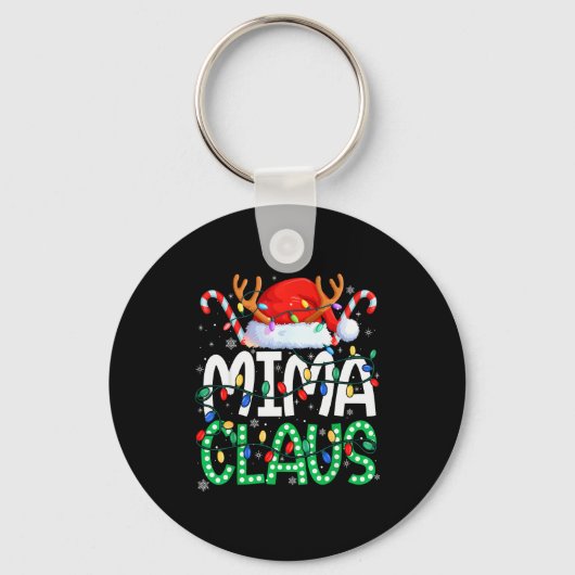 Mima Claus Christmas Lights Pajama Family Matching Sleutelhanger (Voorkant)