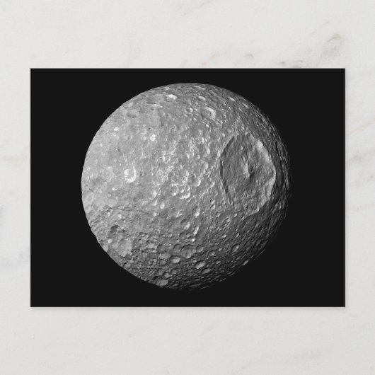 Mimas de maan van Saturnus van Cassini-ruimtevaart Briefkaart (Voorkant)
