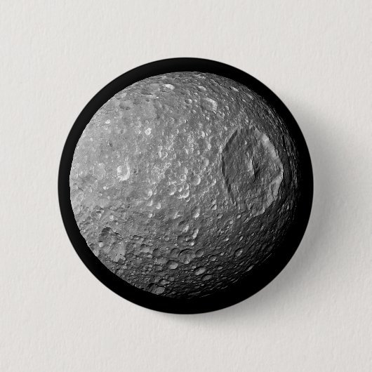 Mimas de maan van Saturnus van Cassini-ruimtevaart Ronde Button 5,7 Cm (Voorkant)
