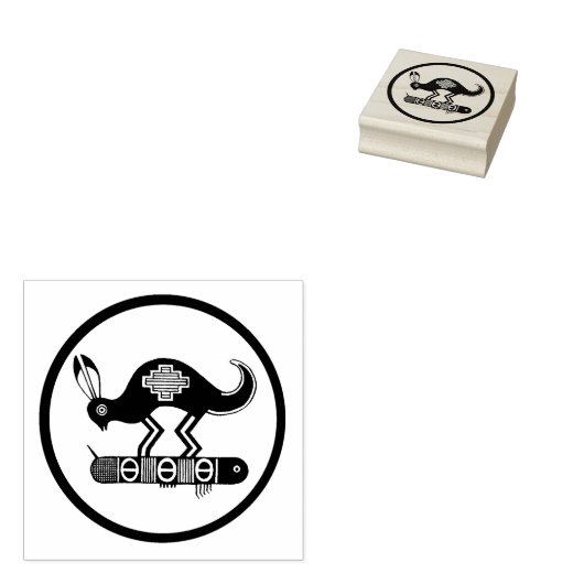 Mimbres Konijn ontwerp rubberen stempel (Gestempeld)