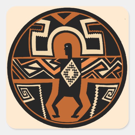 Mimbres krijger vierkante sticker (Voorkant)