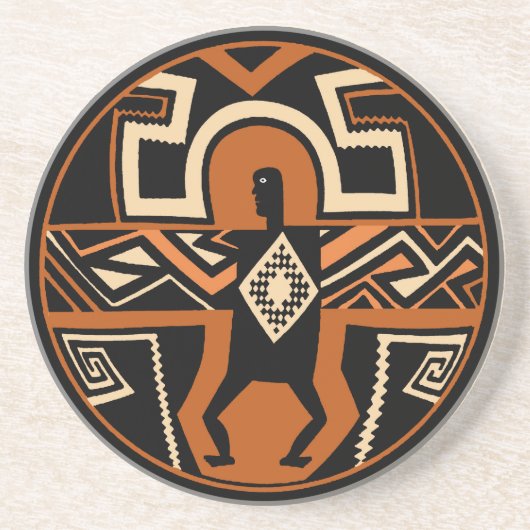 Mimbres krijger zandsteen onderzetter (Voorkant)