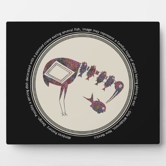 Mimbres Pottery Design Kraan Eten Vis Fotoplaat (Voorkant)