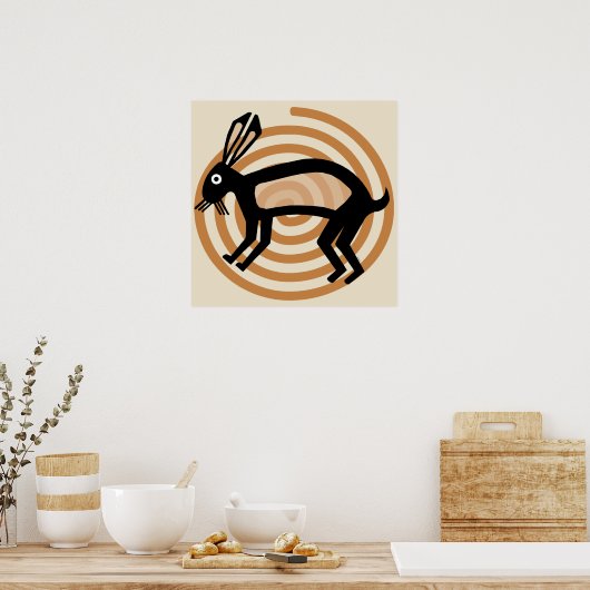 Mimbres Rabbit Art Poster (Keuken)