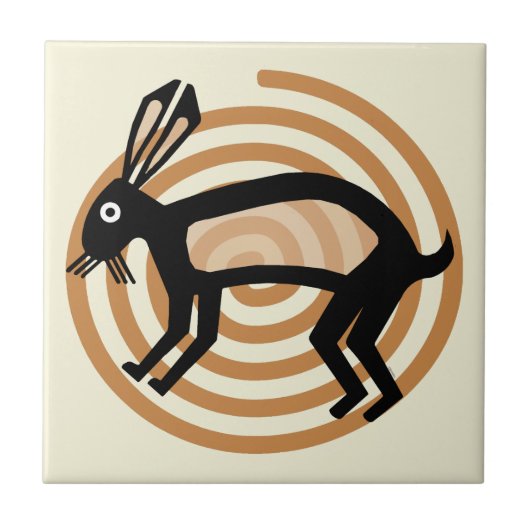 Mimbres Rabbit Art Tile Tegeltje (Voorkant)