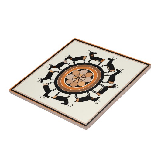 Mimbres Tribal Herten Ritueel Tegeltje (Zijkant)