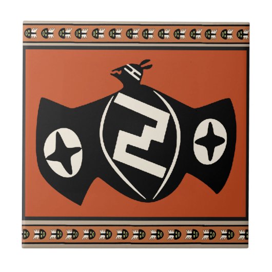 Mimbres Tribale Vleermuis Tegeltje (Voorkant)