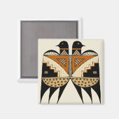 Mimbres Tweeling Vogels Magneet (Voorkant / Achterkant)