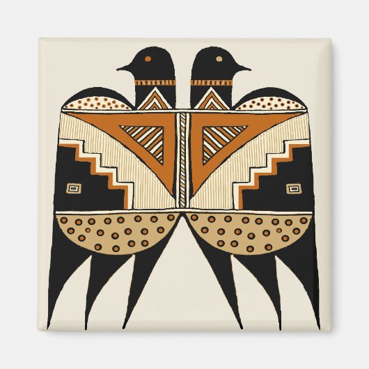 Mimbres Tweeling Vogels Magneet (Voorkant)