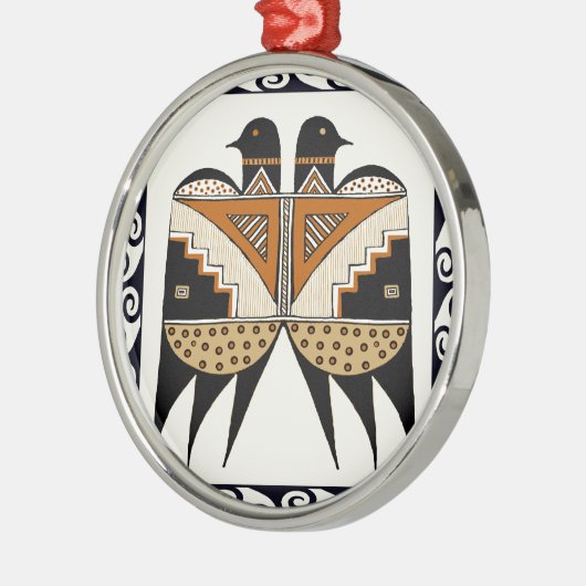 Mimbres Twin Birds Metalen Ornament (Links)
