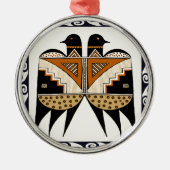Mimbres Twin Birds Metalen Ornament (Voorkant)