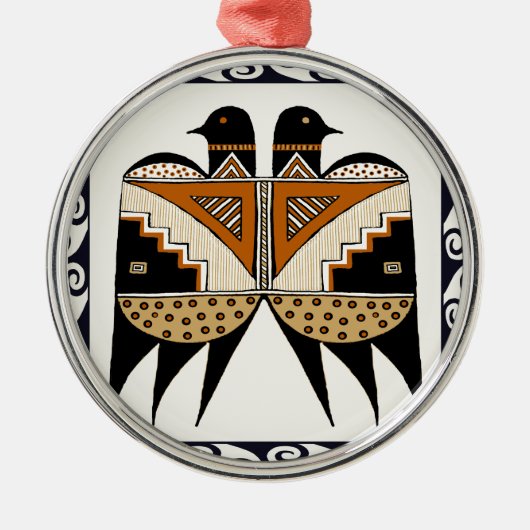 Mimbres Twin Birds Metalen Ornament (Voorkant)