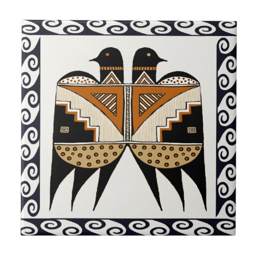 Mimbres Twin Birds Tegeltje (Voorkant)