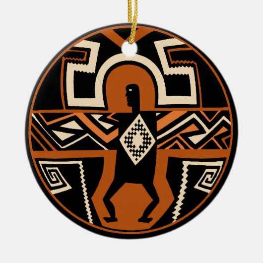 Mimbres Warrior Keramisch Ornament (Voorkant)