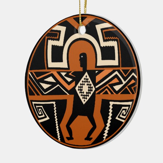 Mimbres Warrior Keramisch Ornament (Links)