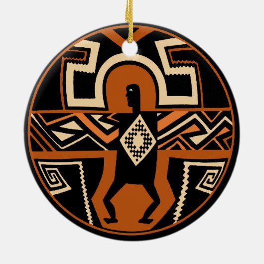 Mimbres Warrior Keramisch Ornament (Achterkant)