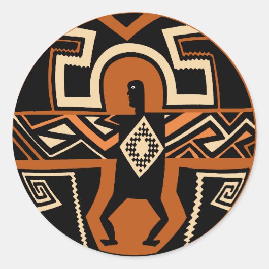 Mimbres Warrior Ronde Sticker (Voorkant)