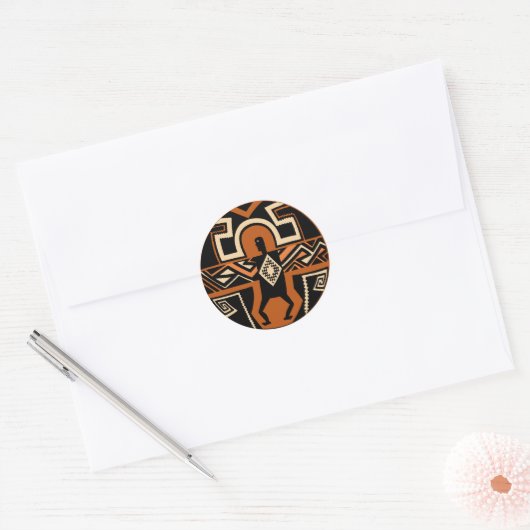 Mimbres Warrior Ronde Sticker (Envelop)