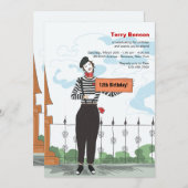 Mime Adore Birthday Party Invitation Kaart (Voorkant / Achterkant)
