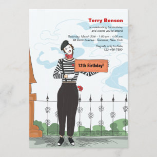 Mime Adore Birthday Party Invitation Kaart