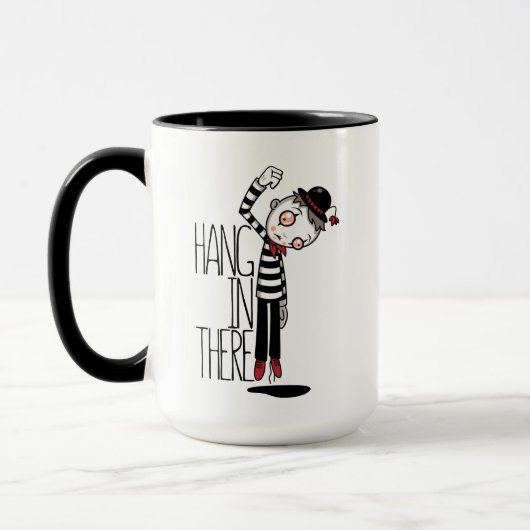 Mime die vasthoudt aan het leven mok (Links)