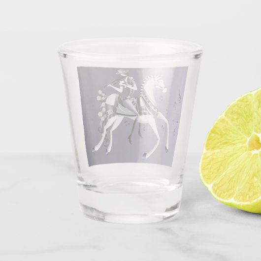 Mime Horse Riding Violinist Shot Glas (Achterkant)