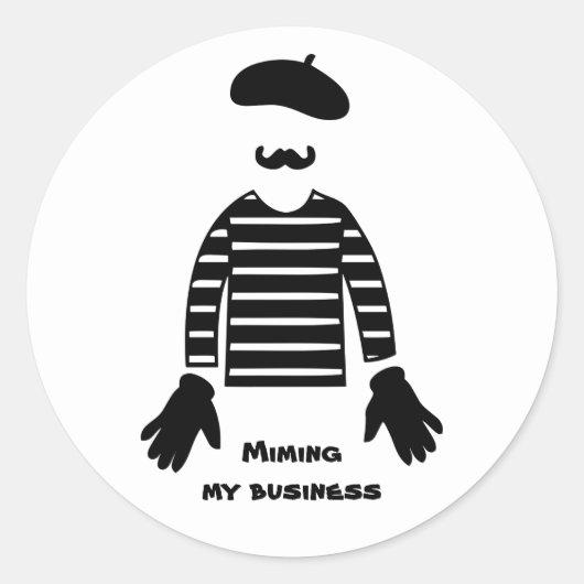 Mime Pantomime die Mijn Zaken opeisen Ronde Sticker (Voorkant)