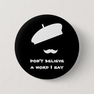 Mime Pantomime Silent Black Ronde Button 5,7 Cm