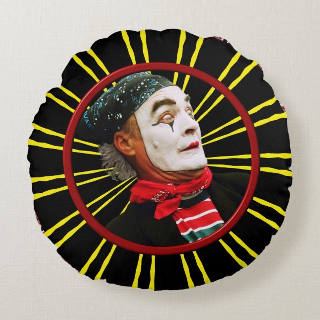 Mime Scared Round Sierkussen Rond Kussen (Voorkant)