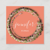 Mimetic Camouflage Militaire Mode Koraalroze Vierkante Visitekaartje (Voorkant)