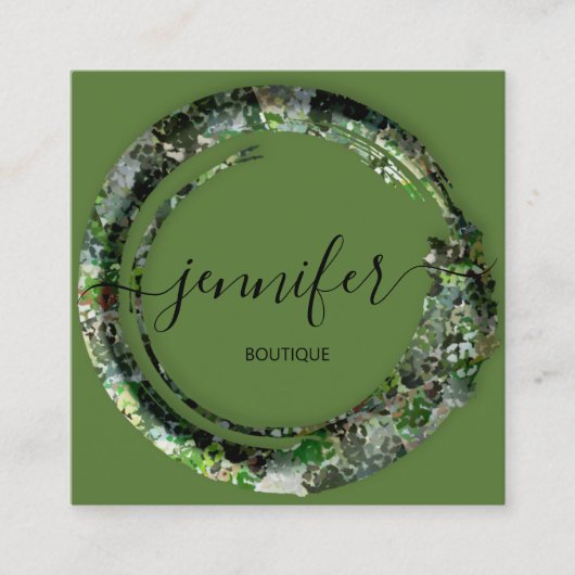 Mimetische Camouflage Militaire Mode Groen Vierkante Visitekaartje (Voorkant)