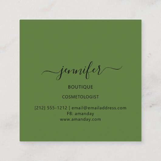 Mimetische Camouflage Militaire Mode Groen Vierkante Visitekaartje (Achterkant)