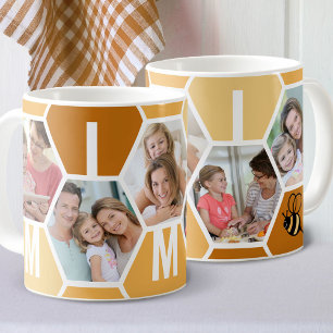 Mimi 5 Foto Bewerkbaar 4 Letter Bij en Honingraat Koffiemok