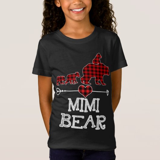 Mimi Beer Kerstmis Pajama Red Pset Buffalo Famil T-shirt (Voorkant)