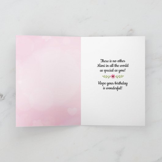 Mimi Birthday - Beste Mimi in de wereld met bloeme Kaart (Binnen)