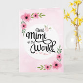 Mimi Birthday - Beste Mimi in de wereld met bloeme Kaart (Gele Bloem)
