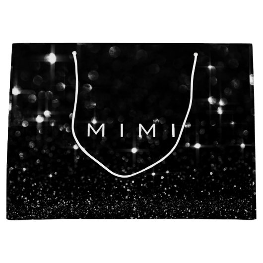 Mimi Black White Glitter Favor Gift Spark Groot Cadeauzakje (Voorkant)