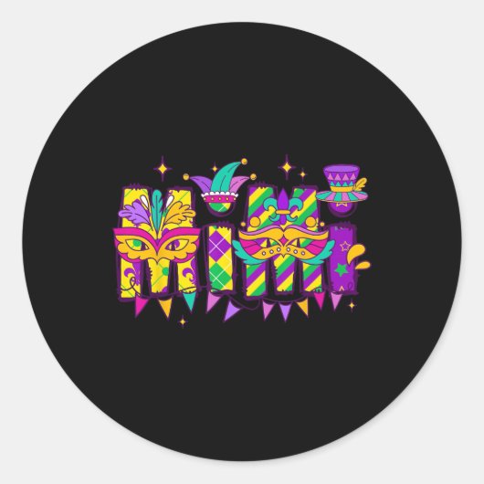 Mimi Bundle Mardi Gras Happy Mardi Gras Family Ronde Sticker (Voorkant)