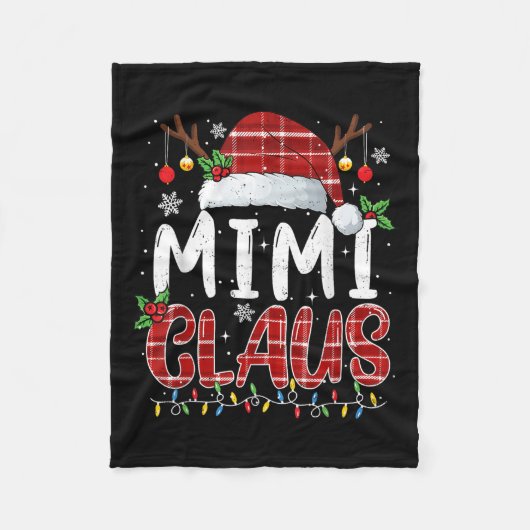 Mimi Claus Christmas Lights Pajama Family Matching Fleece Deken (Voorkant)