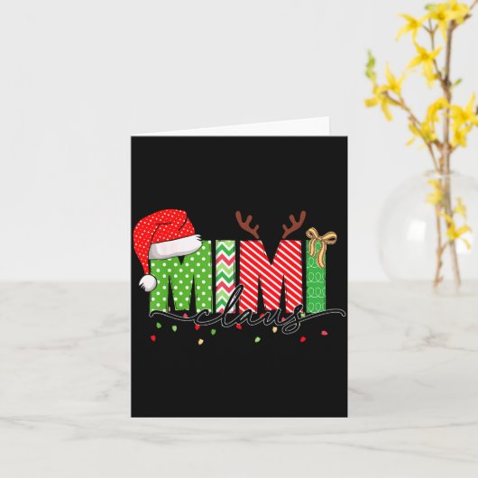 Mimi Claus Christmas Lights Pajama Family Matching Kaart (Gele Bloem)