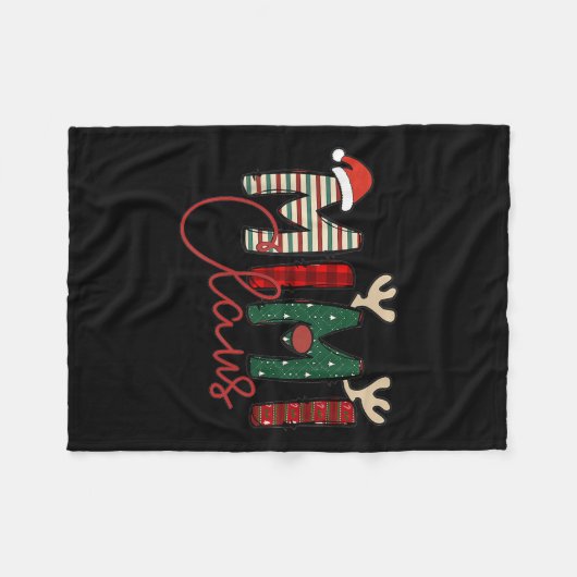 Mimi Claus Christmas Santa Hat Reindeer Grandma Gr Fleece Deken (Voorkant (Horizontaal))