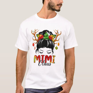 Mimi Claus Messy Bun Wink Eyes Kerstdecoratio T-shirt