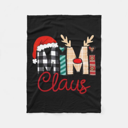 Mimi Claus Rendier Kerstmis Fleece Deken (Voorkant)