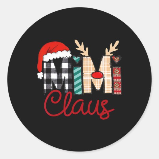 Mimi Claus Rendier Kerstmis Ronde Sticker (Voorkant)